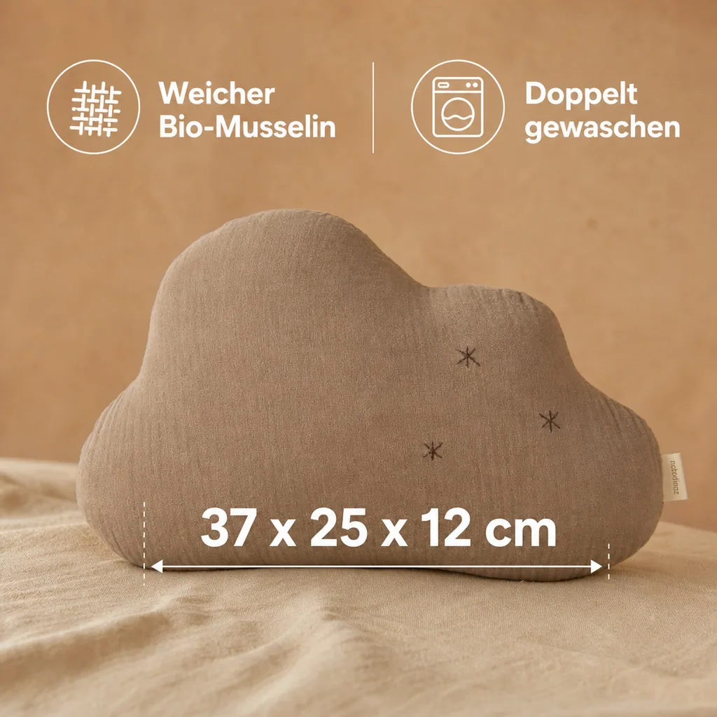 Nobodinoz WABI SABI Wolkenkissen, Babykissen, 37 x 25 cm, Farbe: Sesam
