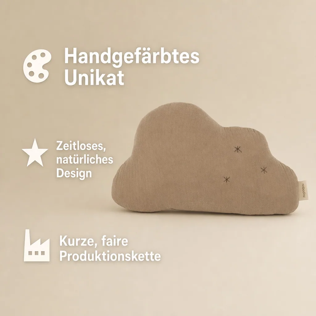 Nobodinoz WABI SABI Wolkenkissen, Babykissen, 37 x 25 cm, Farbe: Sesam