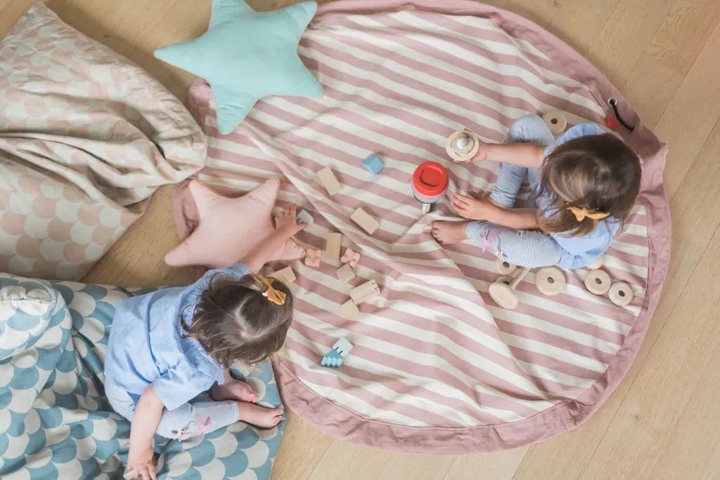 Play&Go Spielzeugsack, Spielzeugkorb, Spielzeug aufbewahrungstasche, Farbe: Streifen Pink Neu