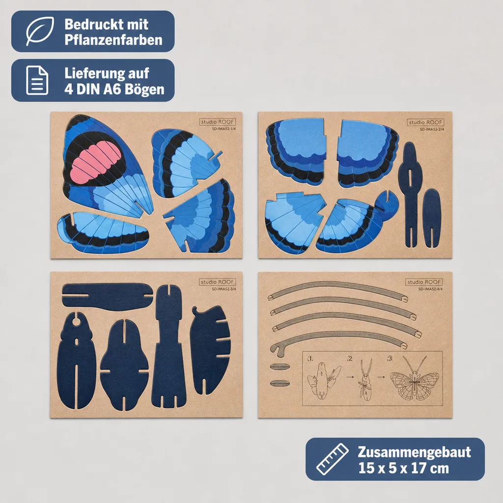 studio ROOF 3D Schmetterling blau Pappe