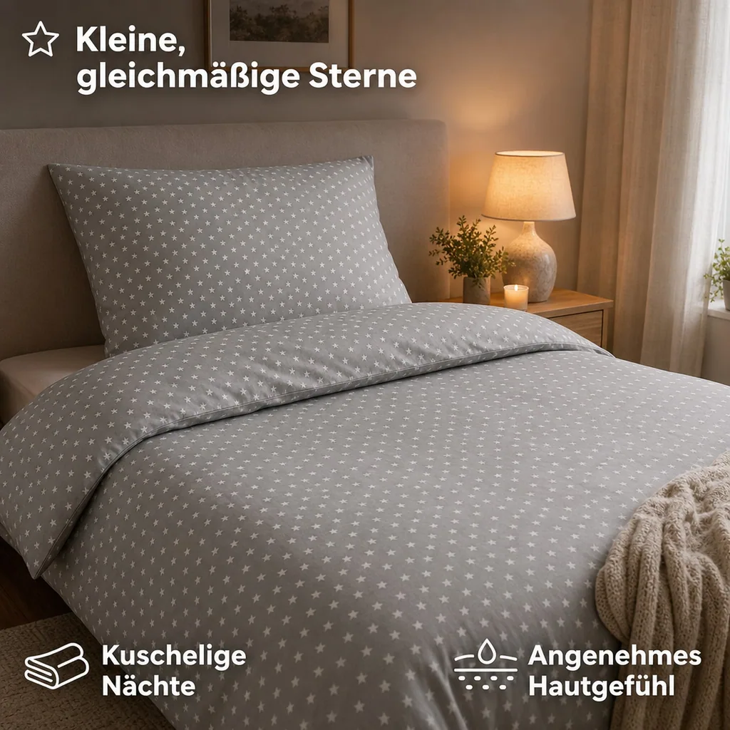 Bink Bettwäsche Sterne grau 135 x 200