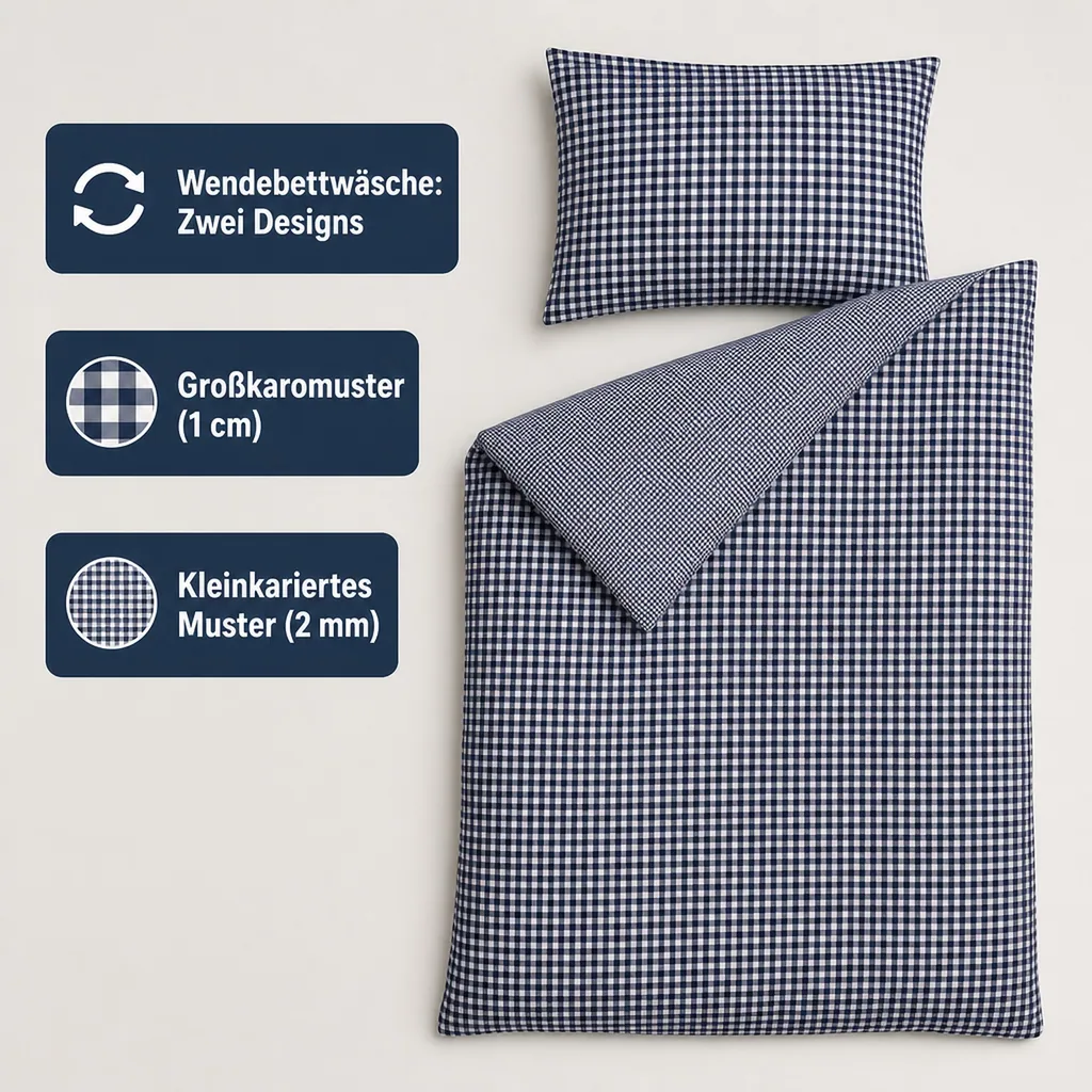 Bink Bettwäsche BB Karo blau 135 x 200