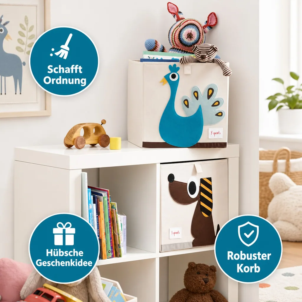 3 Sprouts Spielzeugkorb Pfau