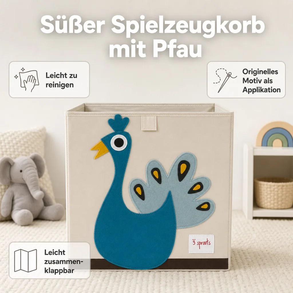 3 Sprouts Spielzeugkorb Pfau