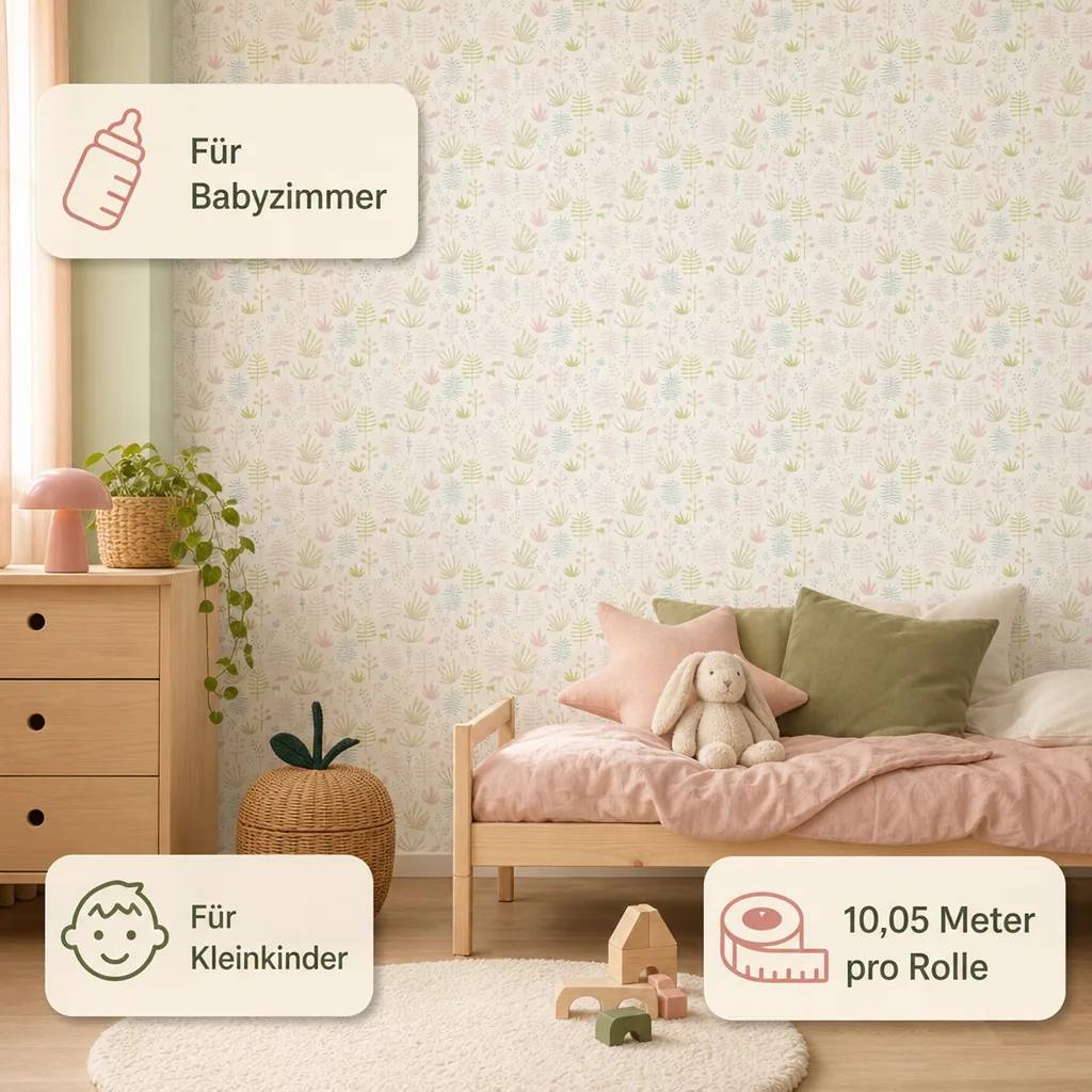 Casadeco Kindertapete Happy Dreams Gräser rosa grün