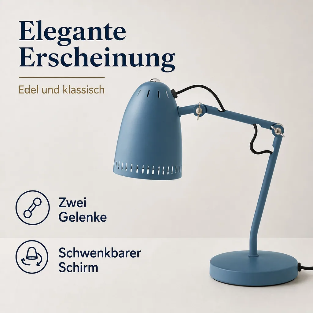 Superliving Schreibtischlampe "Dynamo 345" matt rauchblau
