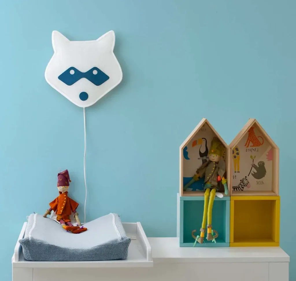 Buokids Soft Wandlampe Waschbär blau