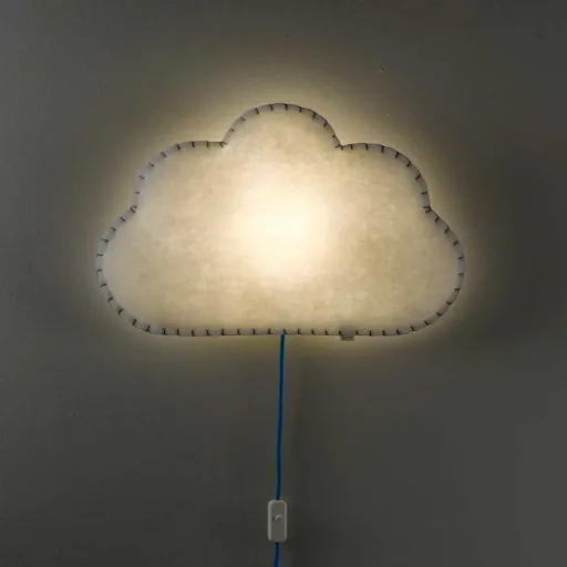 Buokids Softlampe Nachtlicht/Wandlampe Wolke, Ausführung: Schnur & Stecker; Farbe der Naht: grau