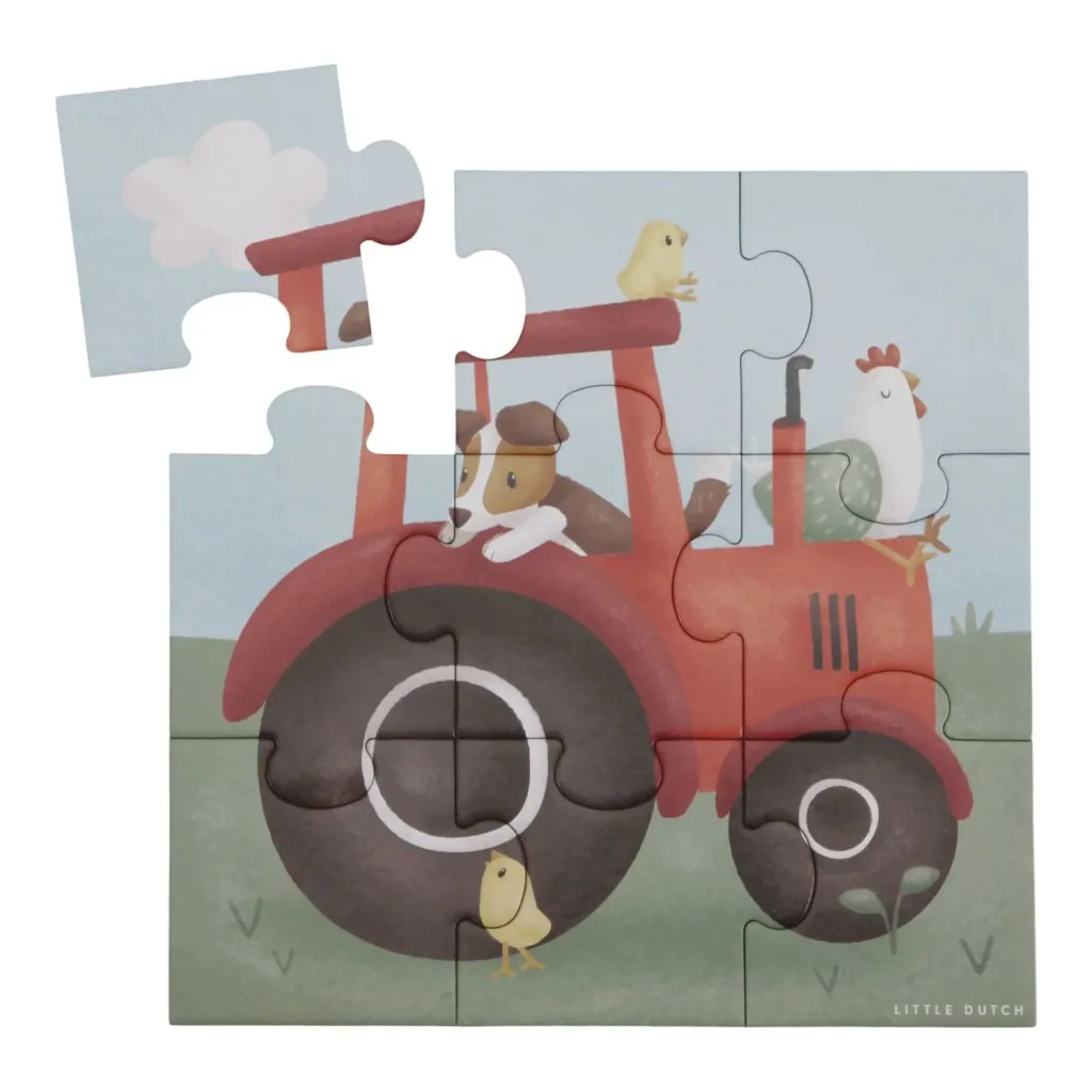 Little Dutch Puzzle-Set Little Farm - 4-teiliges Lernspielzeug mit verschiedenen Schwierigkeitsgraden für Kinder ab 2 Jahren