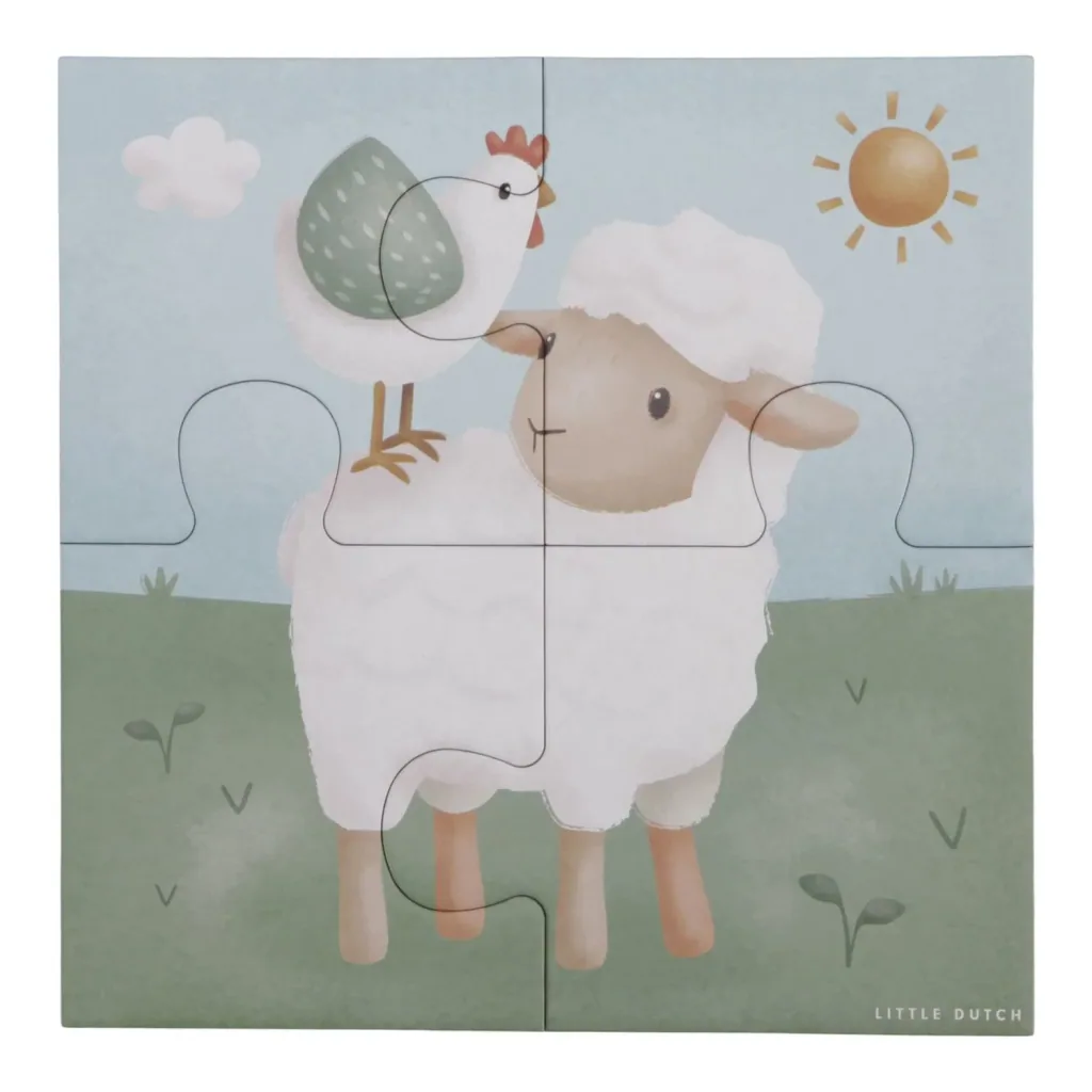 Little Dutch Puzzle-Set Little Farm - 4-teiliges Lernspielzeug mit verschiedenen Schwierigkeitsgraden für Kinder ab 2 Jahren