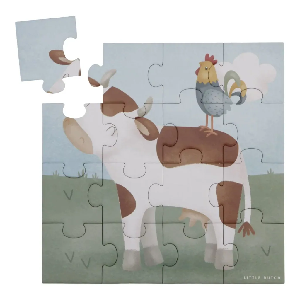 Little Dutch Puzzle-Set Little Farm - 4-teiliges Lernspielzeug mit verschiedenen Schwierigkeitsgraden für Kinder ab 2 Jahren
