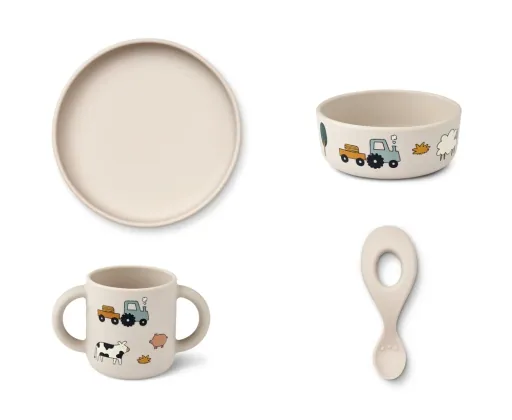 Liewood Kindergeschirr Set - Vivi, Silikon, Bauernhof/Sandy