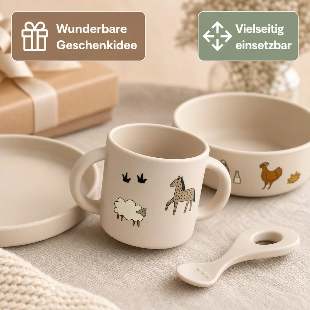 Liewood Kindergeschirr Set - Vivi, Silikon, Bauernhof/Sandy