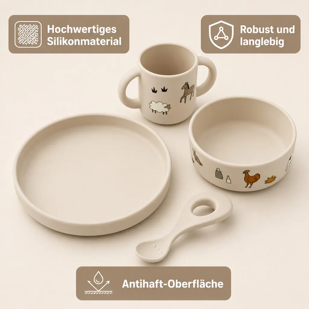 Liewood Kindergeschirr Set - Vivi, Silikon, Bauernhof/Sandy