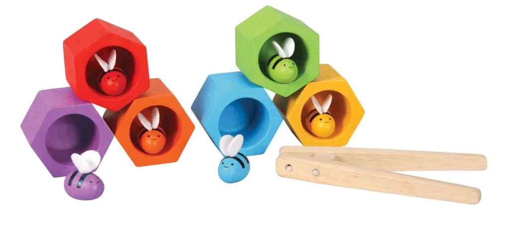 Plan Toys - Geschicklichkeitsspiel Bienenwaben, Gummibaumholz