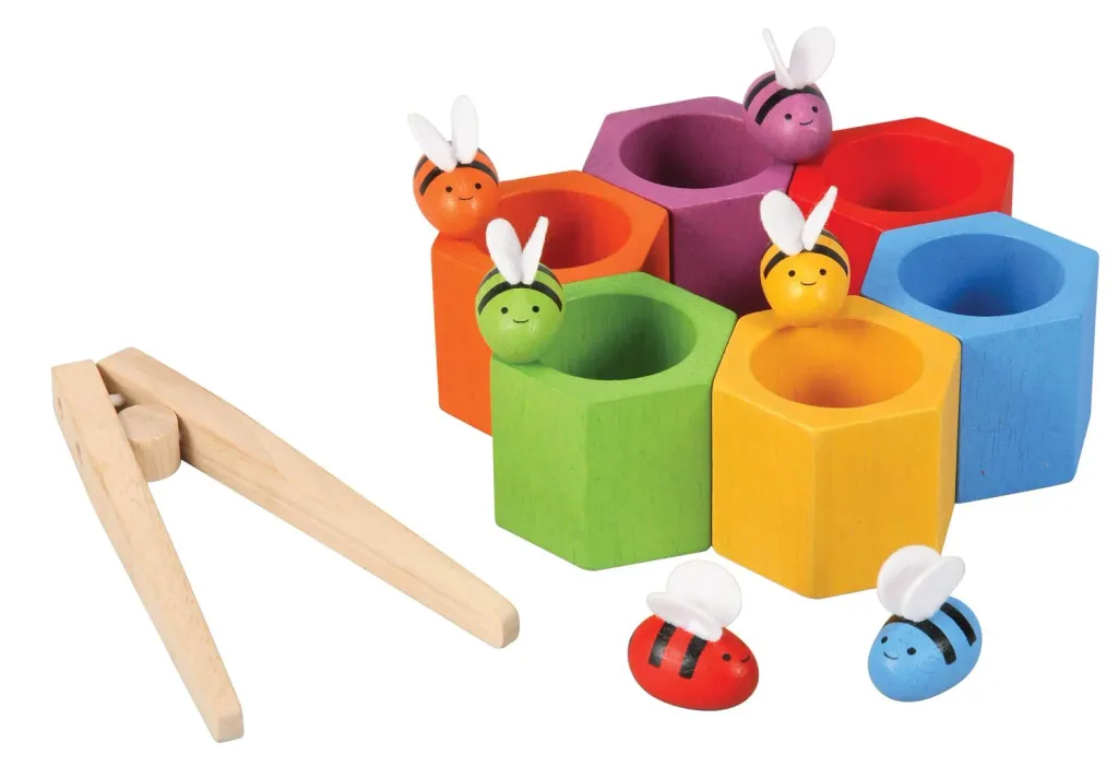 Plan Toys - Geschicklichkeitsspiel Bienenwaben, Gummibaumholz
