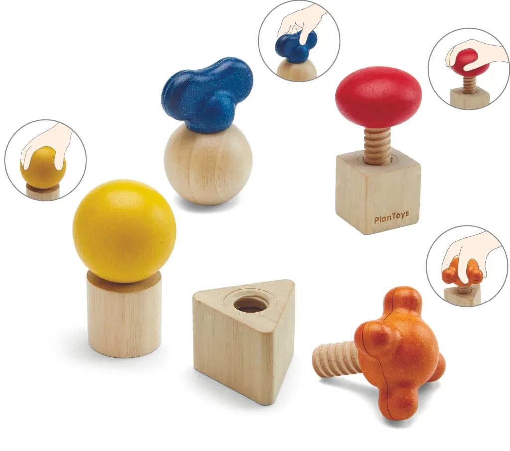 Plan Toys - Motorikspielzeug - Schrauben und Muttern, Gummibaumholz