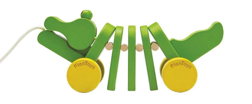 Plan Toys - Nachziehtier - Tanzendes Krokodil, Gummibaumholz