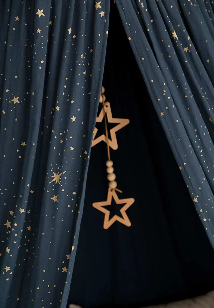 Nobodinoz Baldachin ″Amour″ goldene Sterne blau