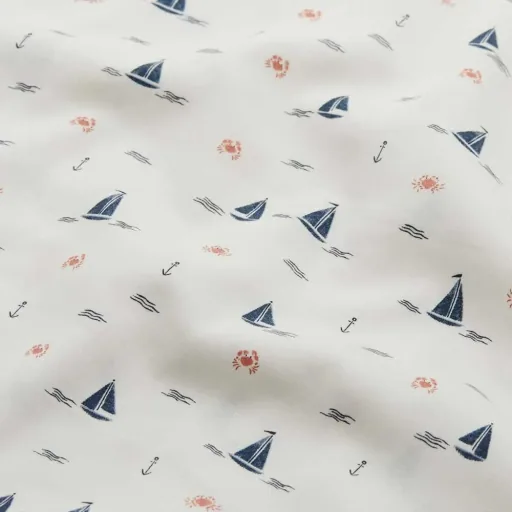 Cam Cam Kinderbettwäsche "Sailboats" Segelboote blau 100 x 135