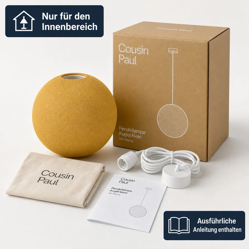 Cousin Paul Pendellampe Kugel klein inkl. Fassung senf