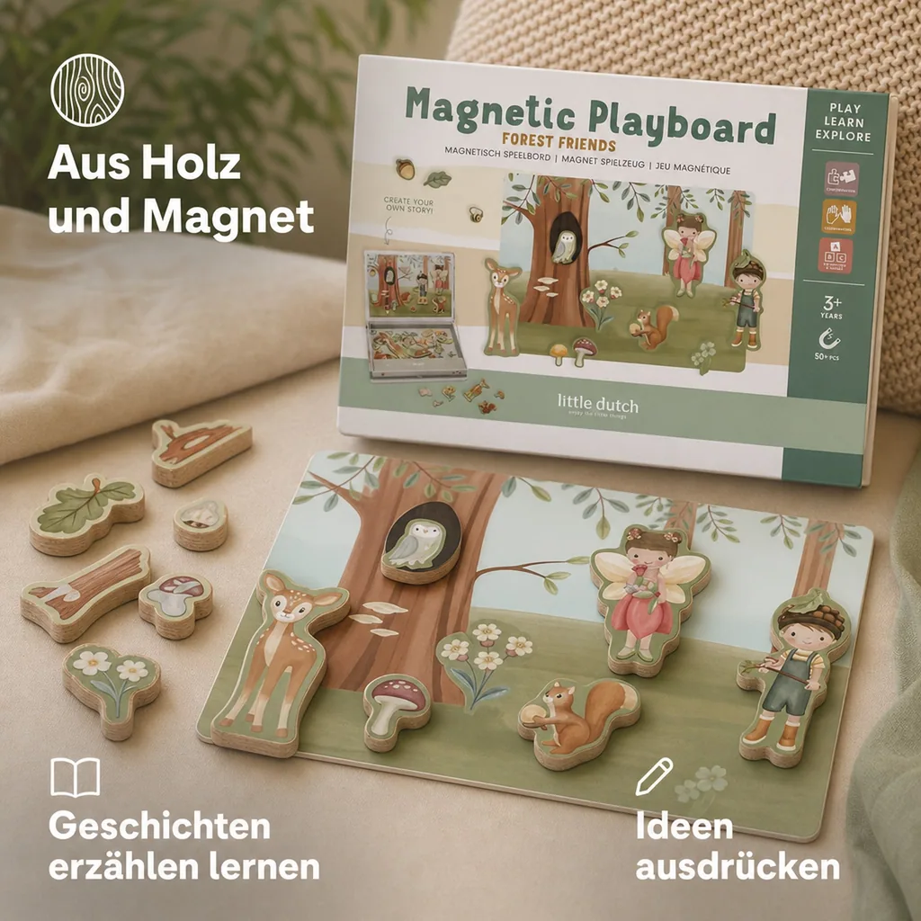Little Dutch Steckpuzzle, Magnetpuzzle - Forest Friends, Mehrfarbig