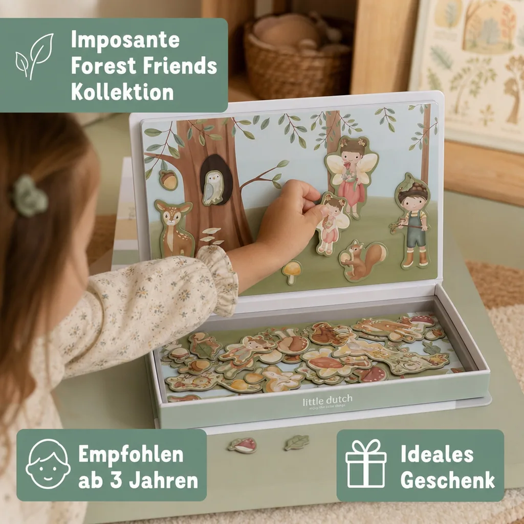 Little Dutch Steckpuzzle, Magnetpuzzle - Forest Friends, Mehrfarbig