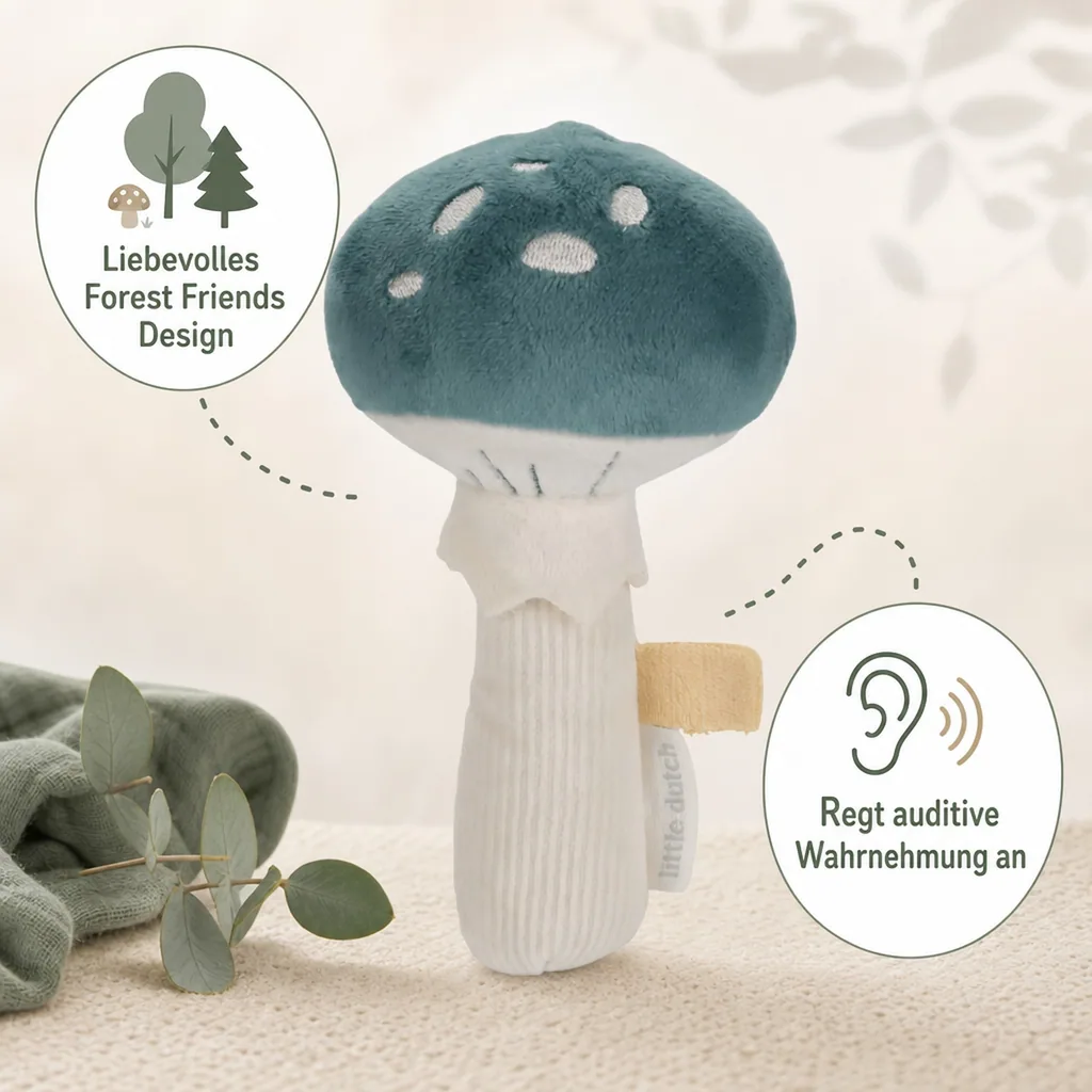 Little Dutch Babyrassel, Regenrassel - Pilz, Forest Friends