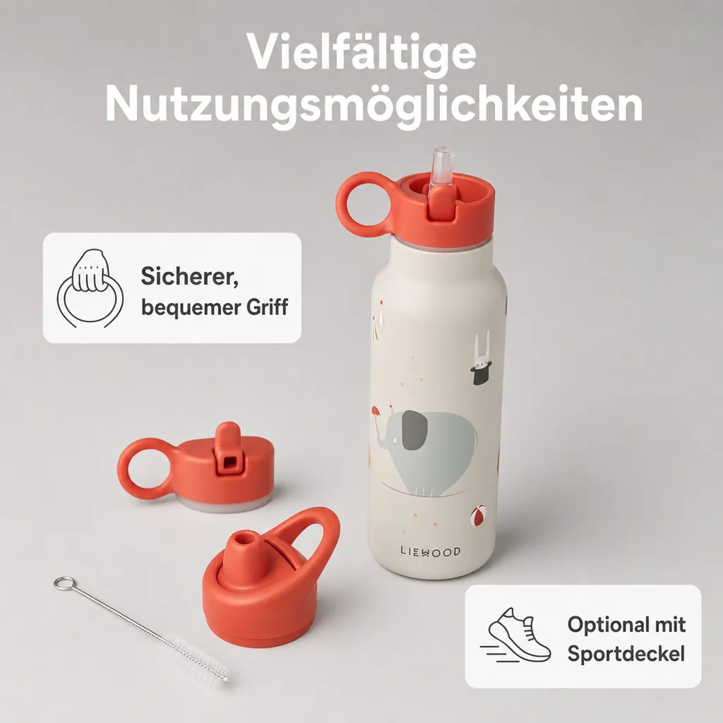 Liewood Falk Wasserflasche,Trinkflasche Kinder - Zirkus / Sand, 350 ml