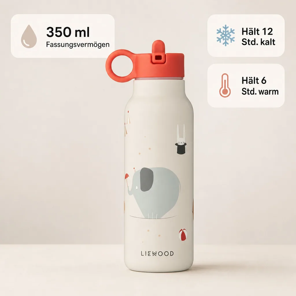 Liewood Falk Wasserflasche,Trinkflasche Kinder - Zirkus / Sand, 350 ml