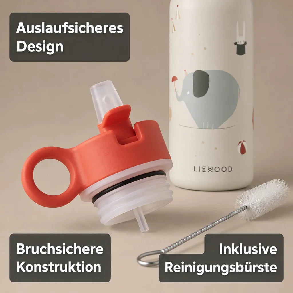 Liewood Falk Wasserflasche,Trinkflasche Kinder - Zirkus / Sand, 350 ml