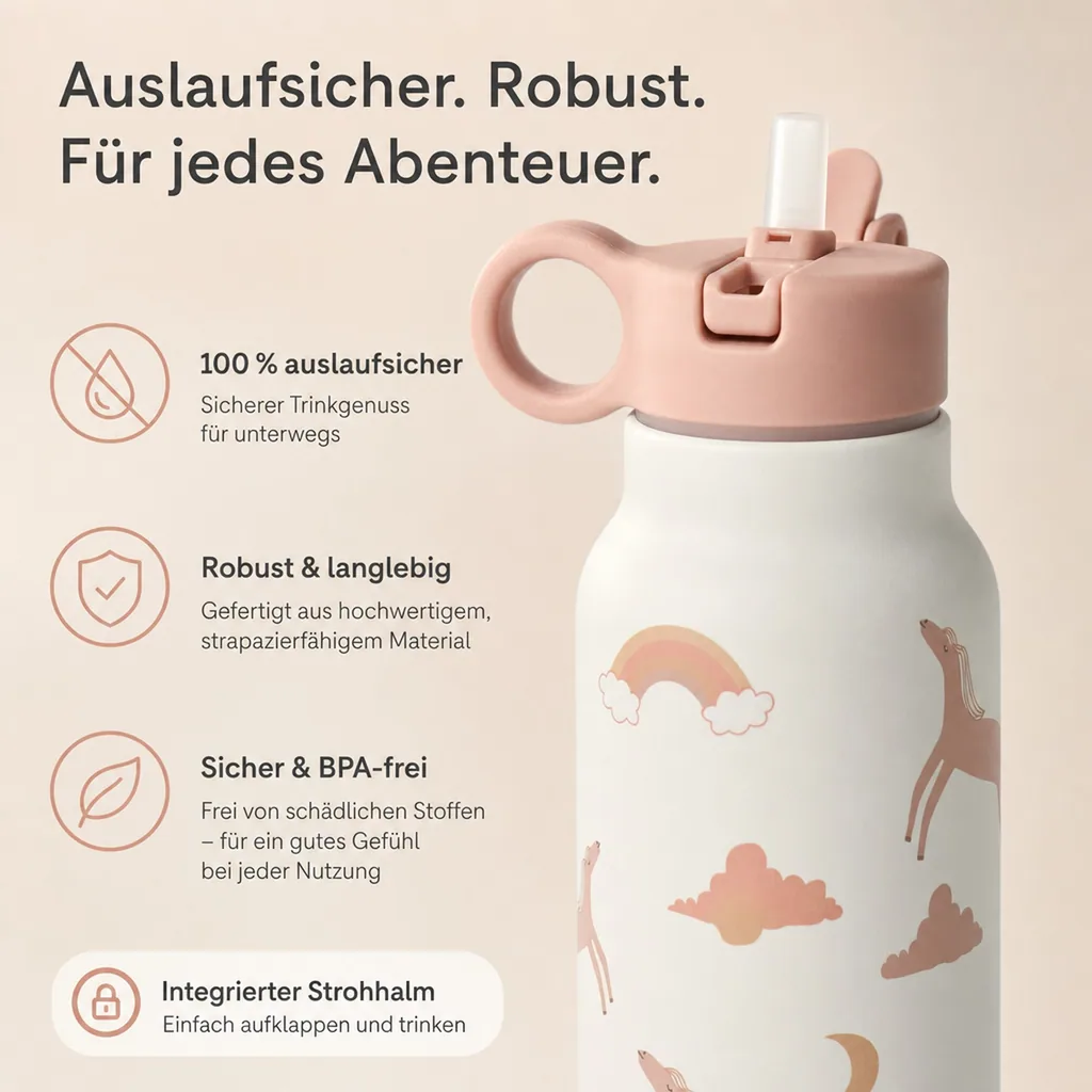 Liewood Falk Wasserflasche,Trinkflasche Kinder - Traum / Ecru, 350 ml