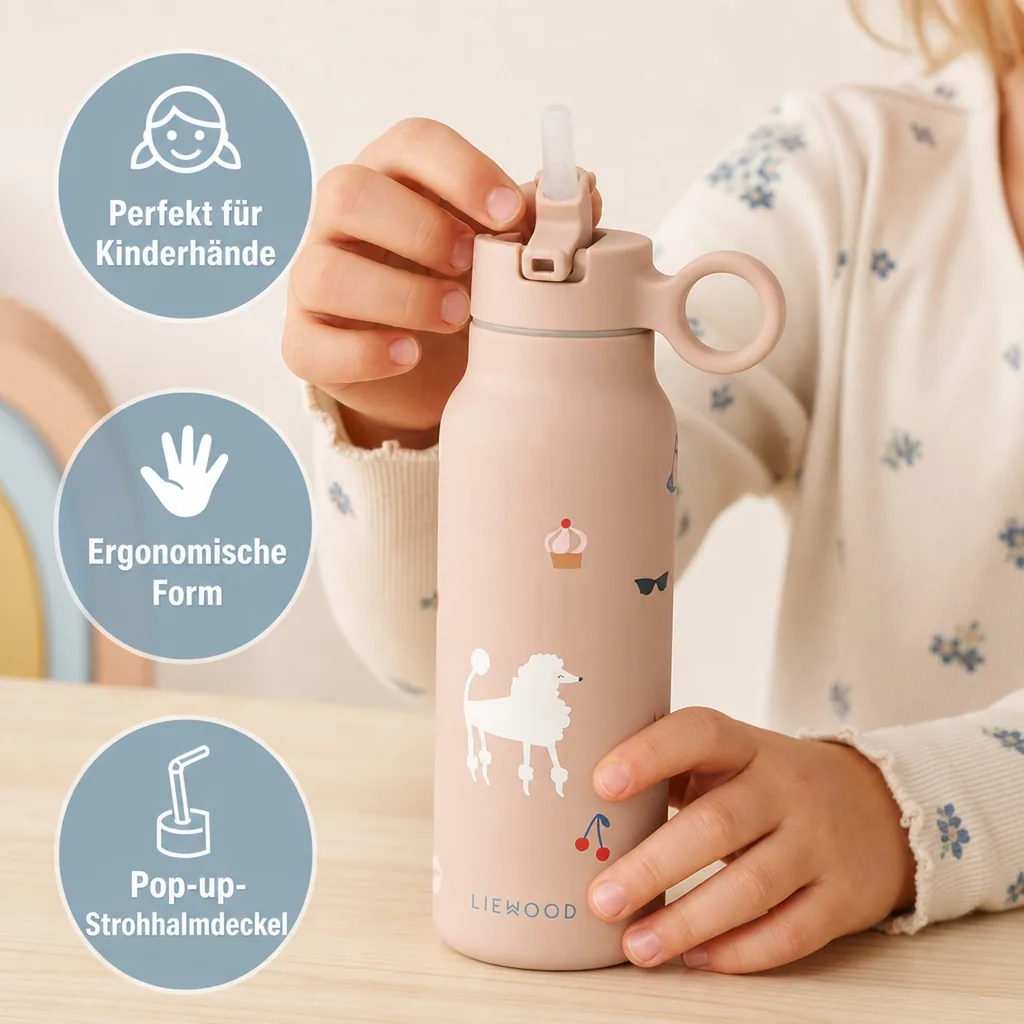Trinkflasche für Kinder, 350 ml, Paris / Blasse Toskana – Liewood Falk