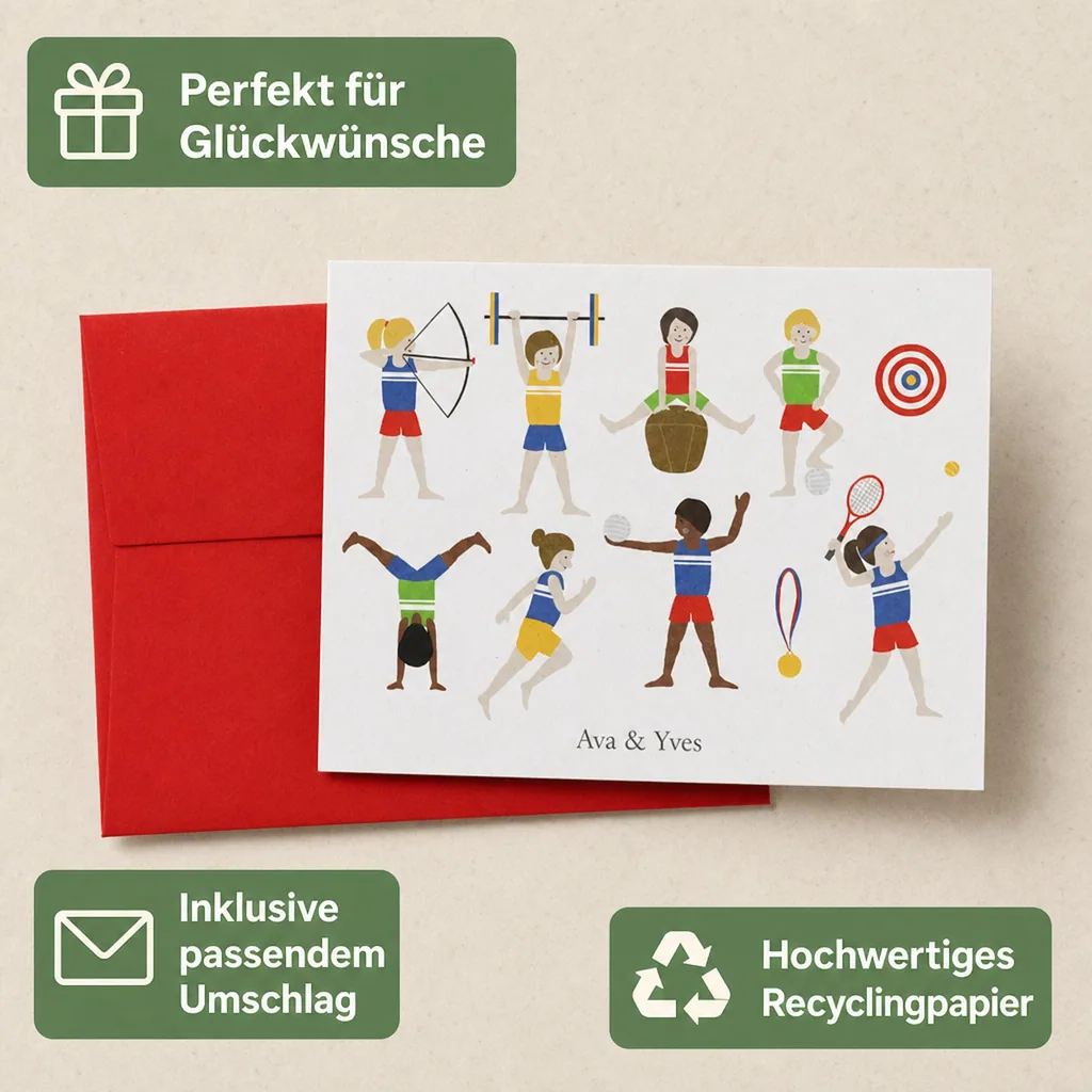 Ava & Yves Glückwunsch Klappkarte Athleten
