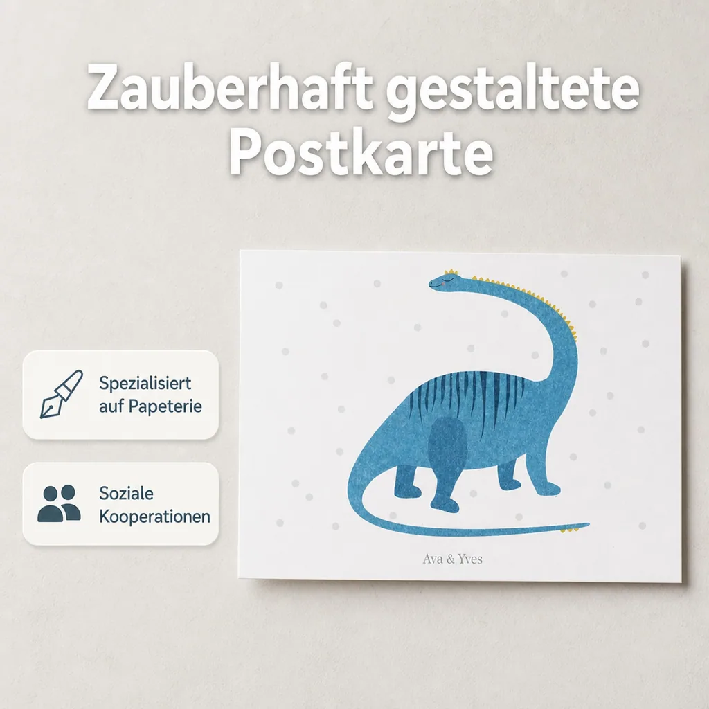 Ava & Yves Postkarte Dino blau
