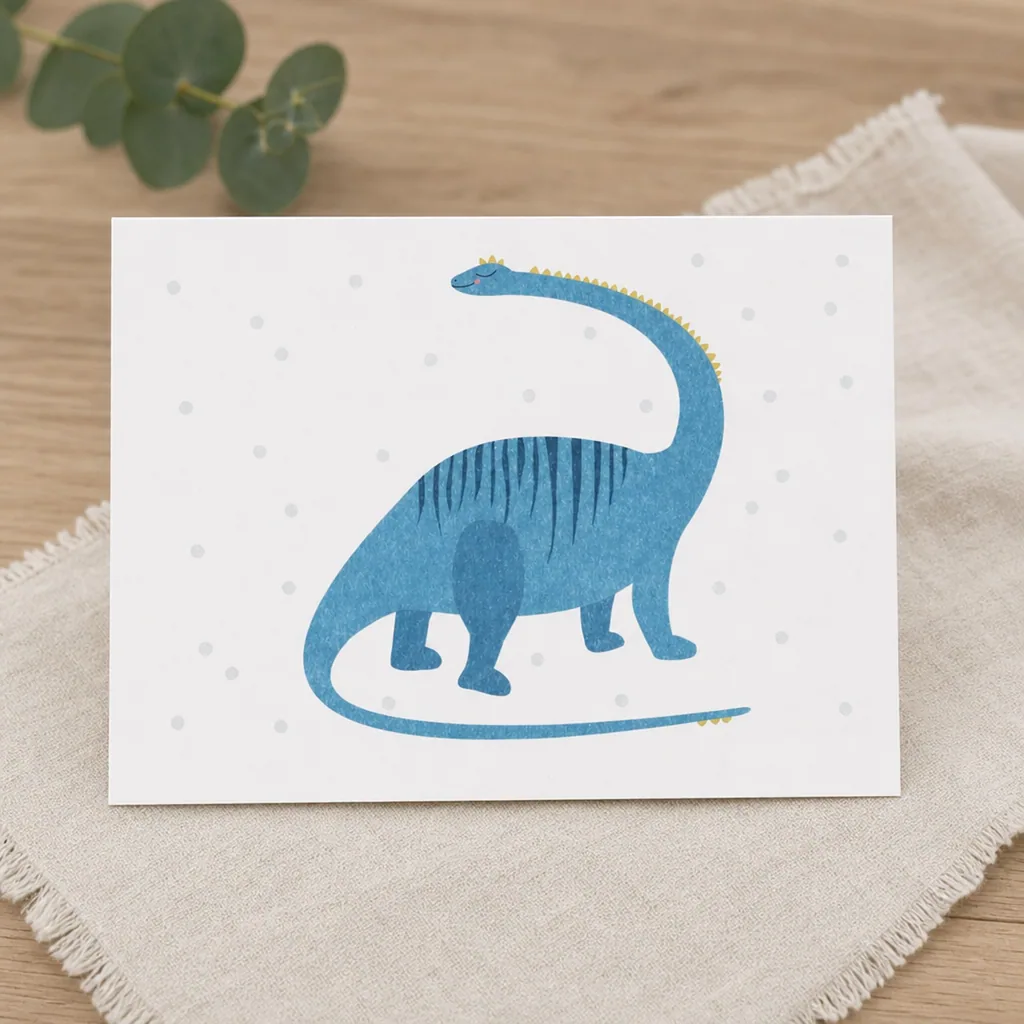 Ava & Yves Postkarte Dino blau