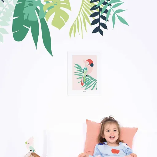 Lilipinso Poster schlafender Papagei rosa rot grün