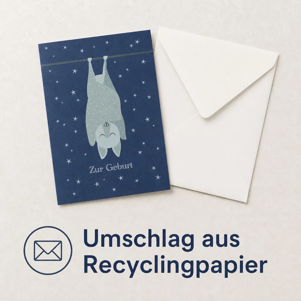 Ava & Yves Glückwunsch Karte zur Geburt Fledermaus