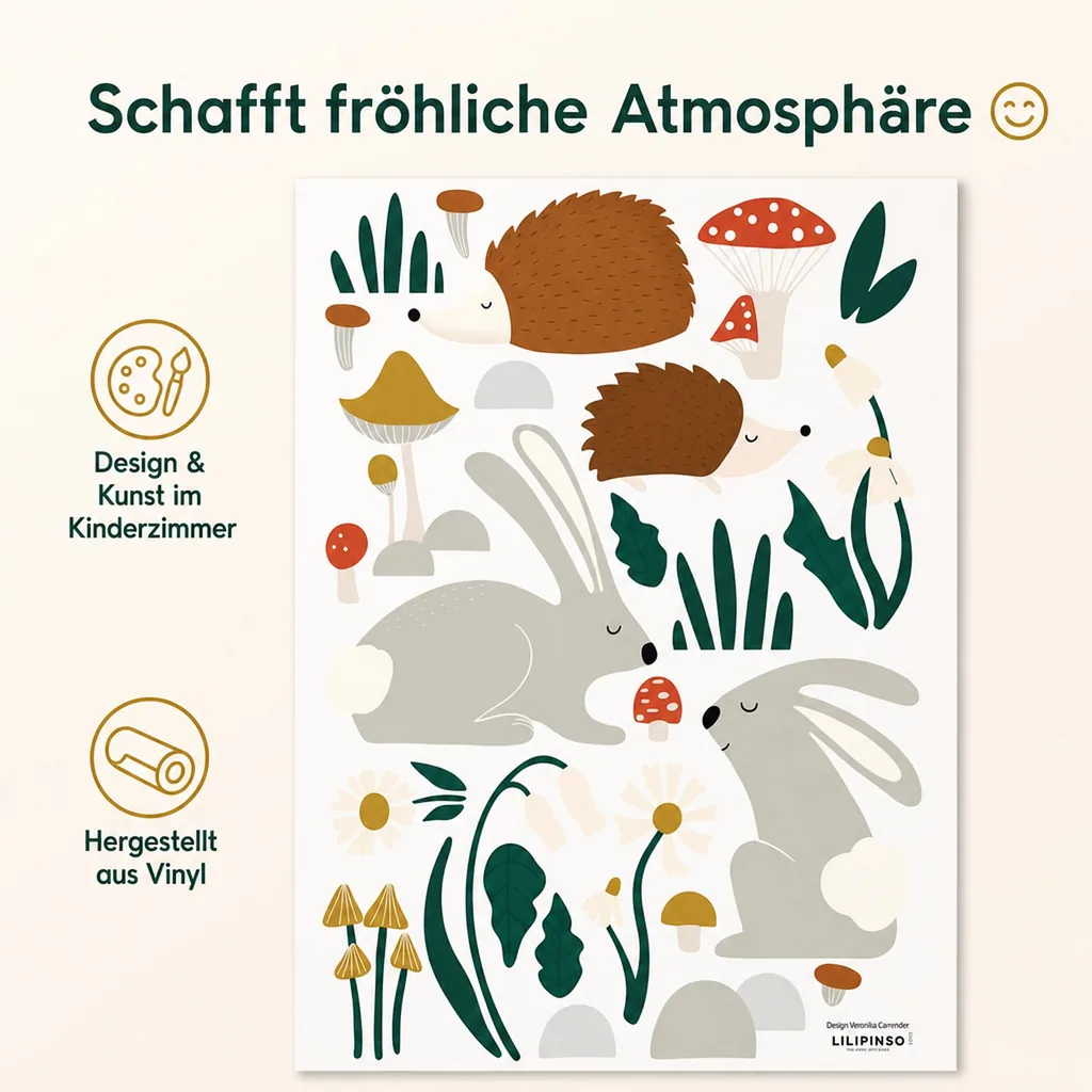Lilipinso Wandsticker A3 Waldtiere grau braun