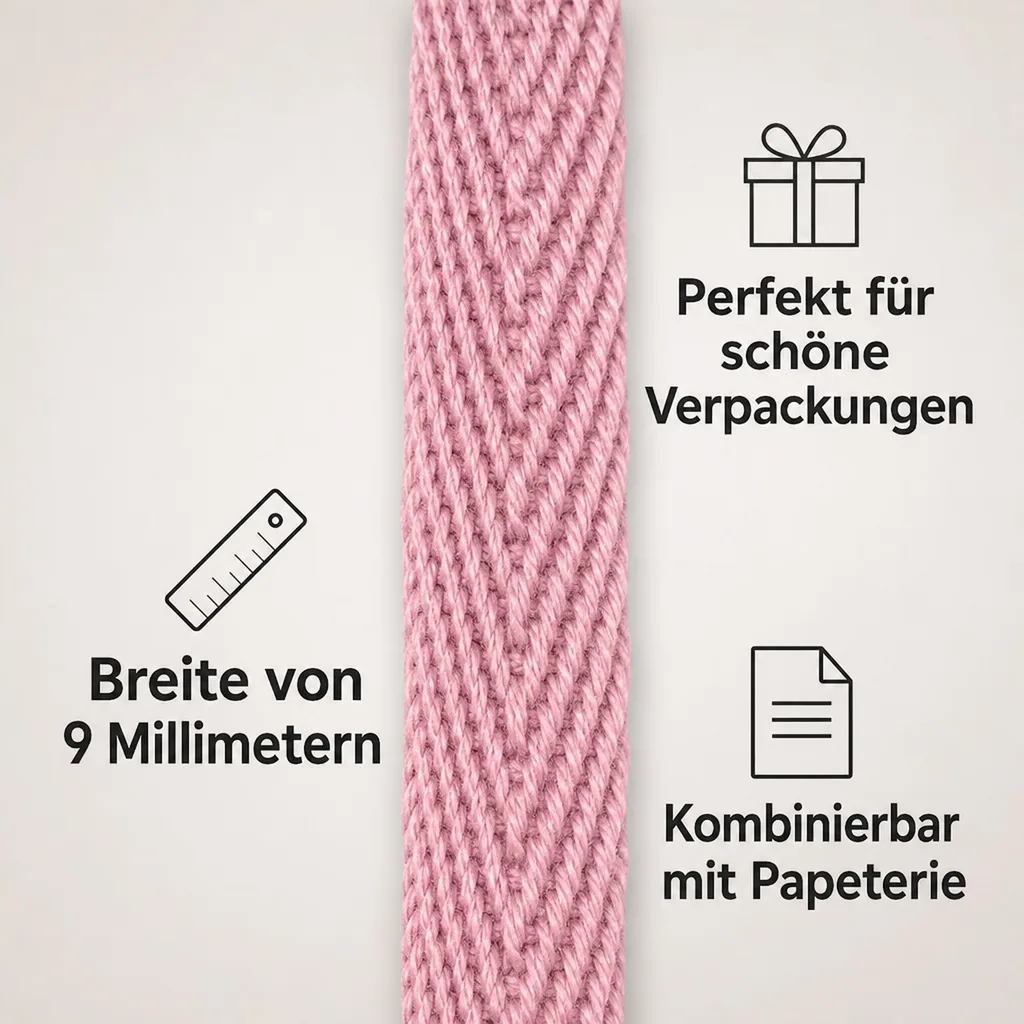 Ava & Yves Geschenkband Baumwolle rosa