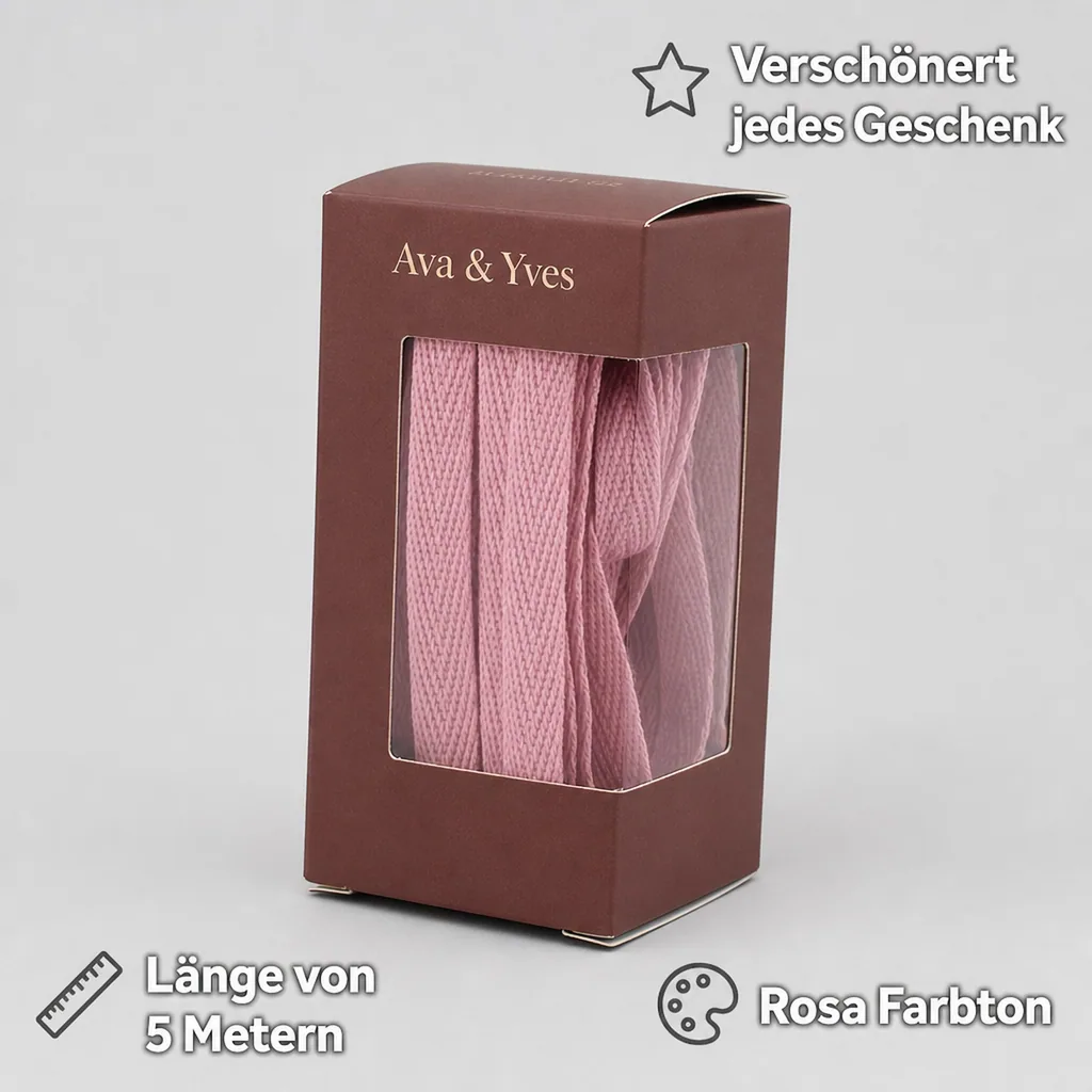 Ava & Yves Geschenkband Baumwolle rosa