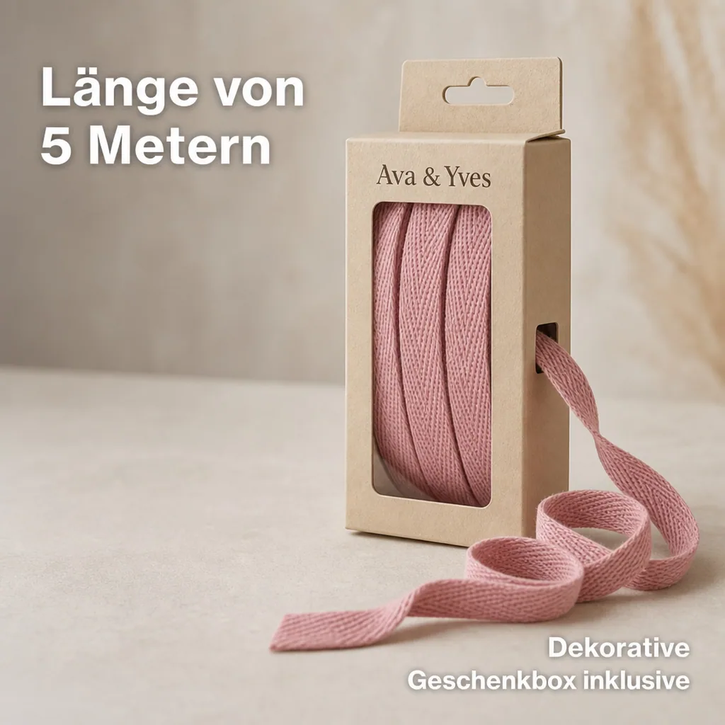Ava & Yves Geschenkband Baumwolle rosa