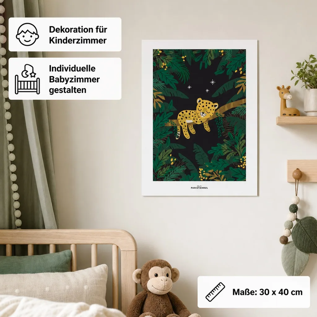 Lilipinso Poster Müder Gepard auf Ast dunkel