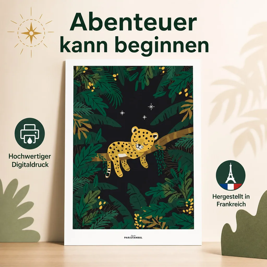 Lilipinso Poster Müder Gepard auf Ast dunkel
