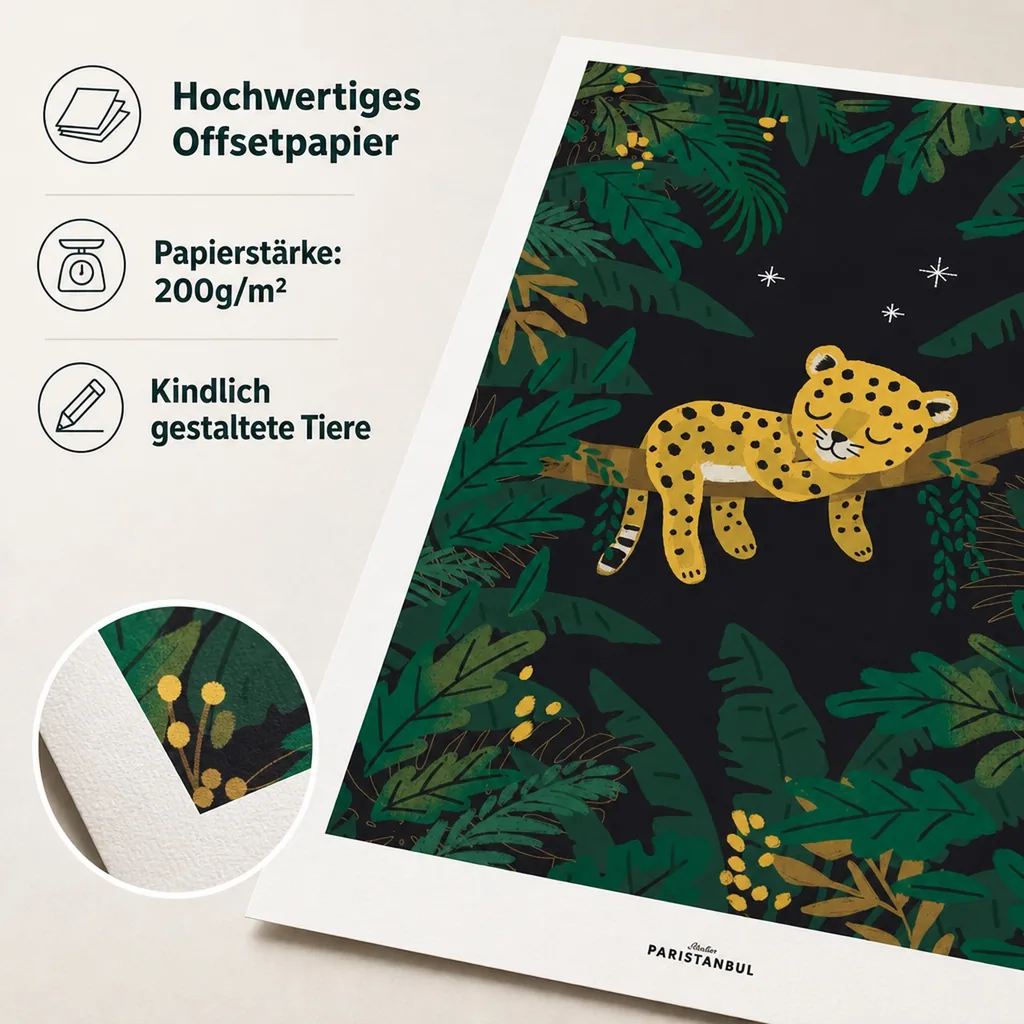 Lilipinso Poster Müder Gepard auf Ast dunkel