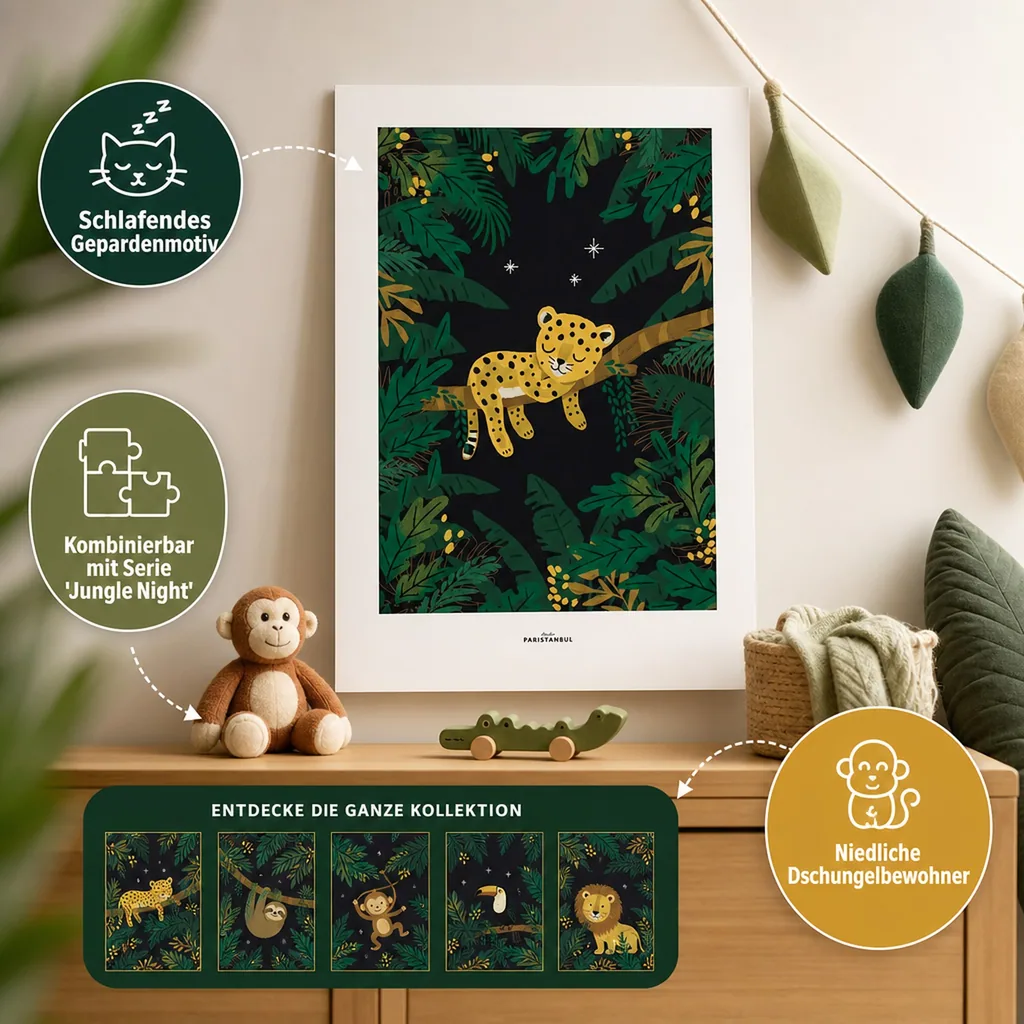Lilipinso Poster Müder Gepard auf Ast dunkel
