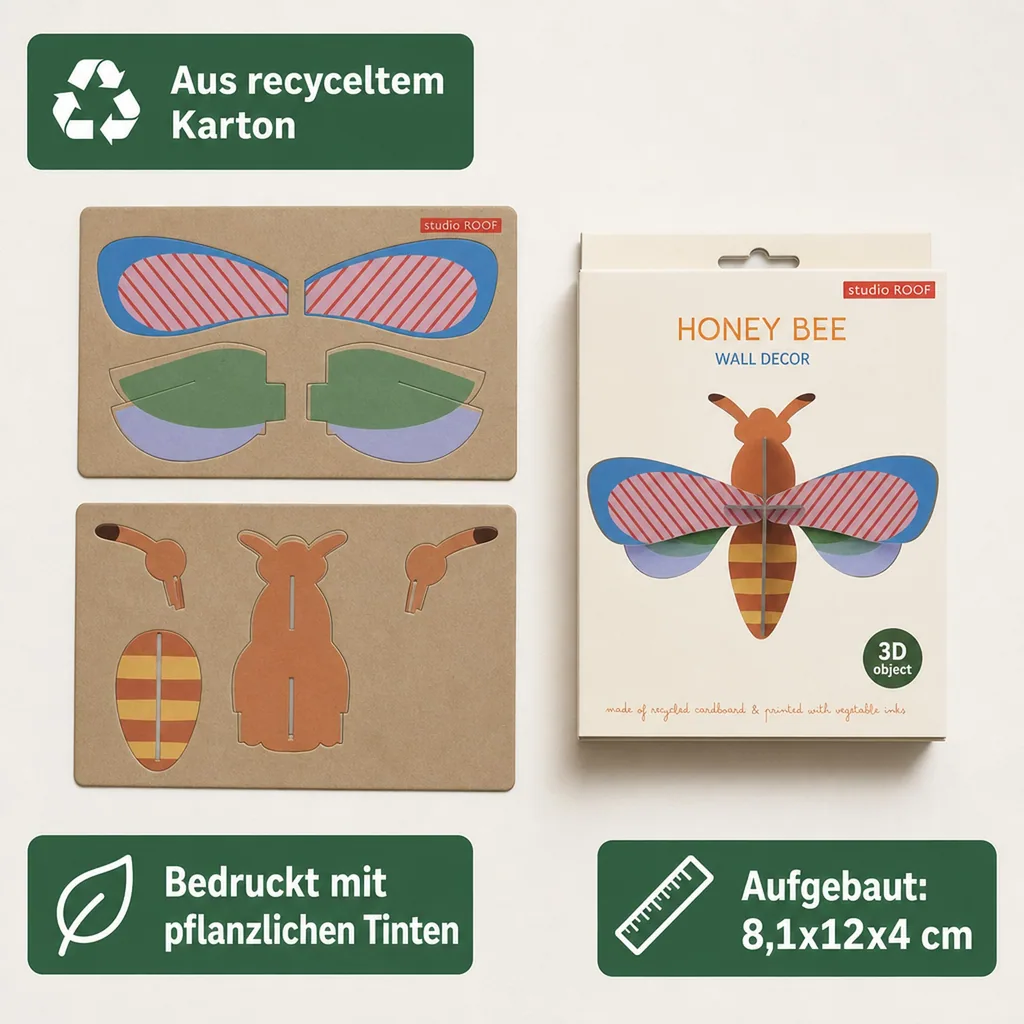 Studio ROOF Ornament, Bastel-Set, 3D Wandobjekt - Honigbiene