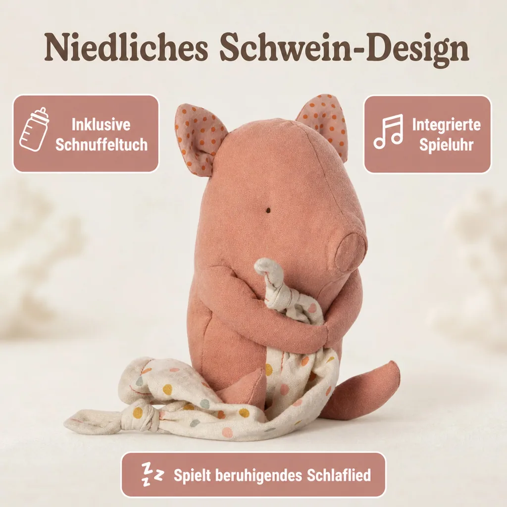 Maileg Stofftier Schwein mit Schnuffeltuch und Spieluhr