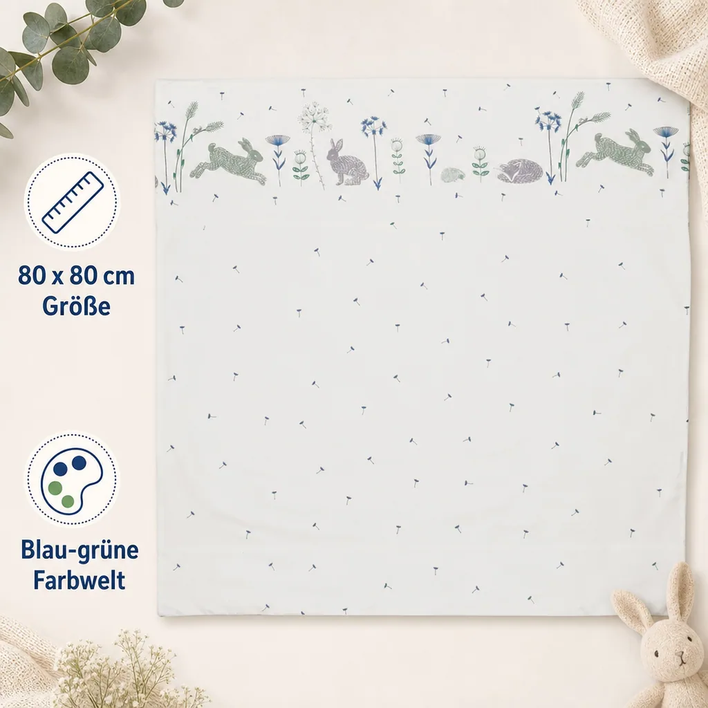 Taftan Babybettwäsche "Hello World" blau grün 80 x 80