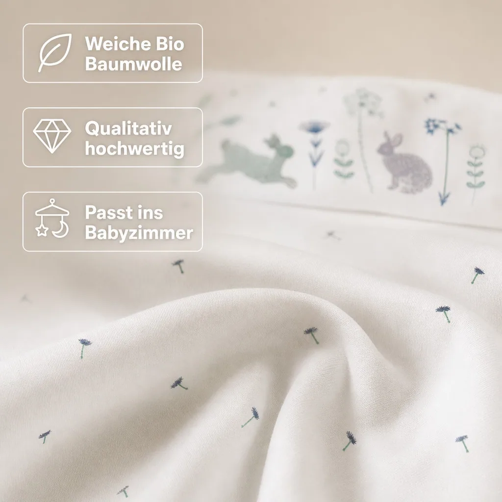 Taftan Babybettwäsche "Hello World" blau grün 80 x 80